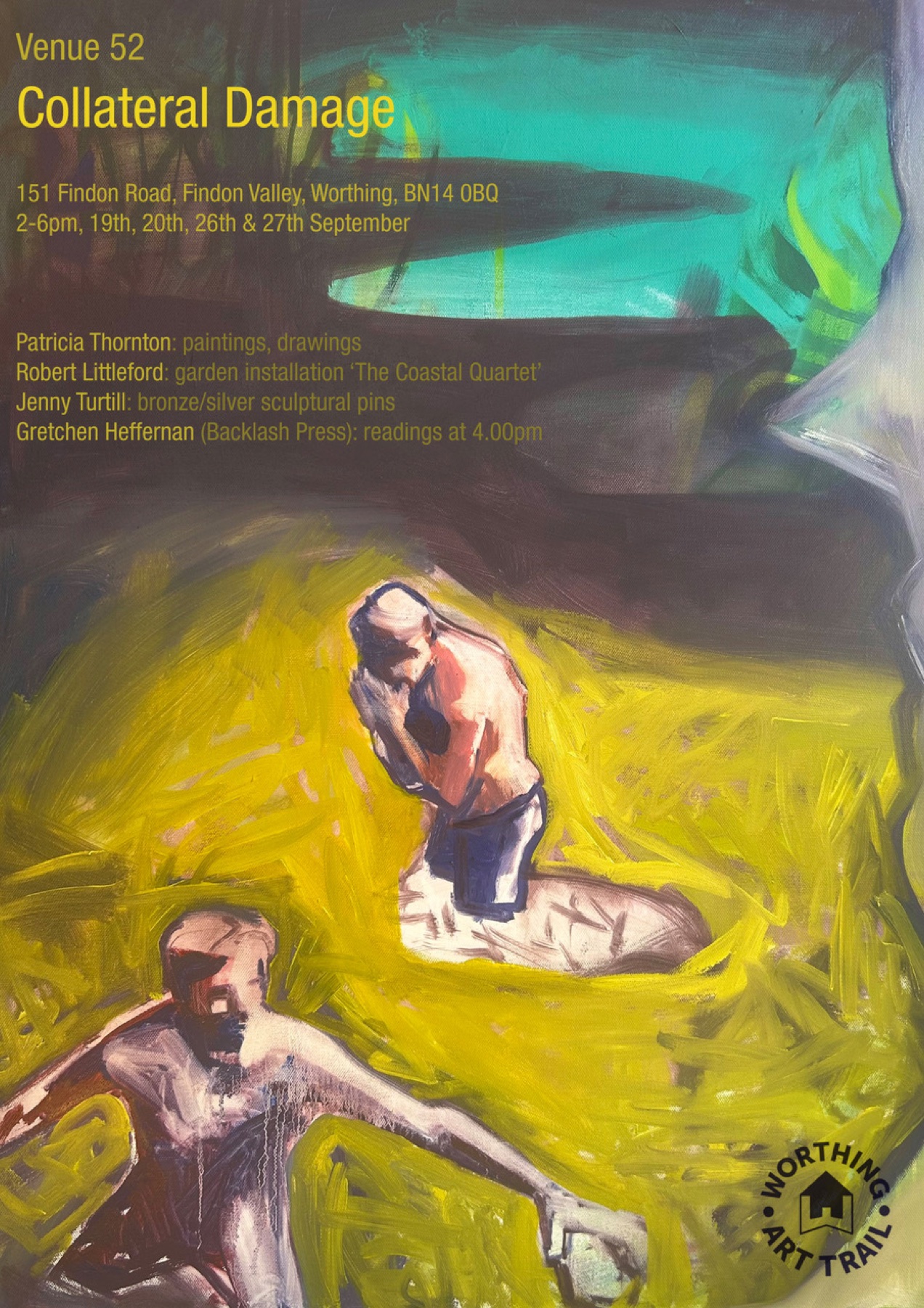 Collateral Damage poster for Worthing Art Trail 2026
